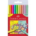 10 Filzstifte Grip von FABER-CASTELL farbsortiert - neon - pastell