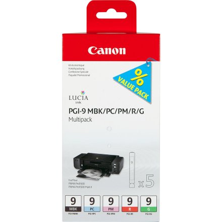 Original Canon PGI-9 1033 B 013 Tintenpatrone MultiPack schwarz matt, cyan foto, magenta foto, rot, grün (ca. 150 Seiten)