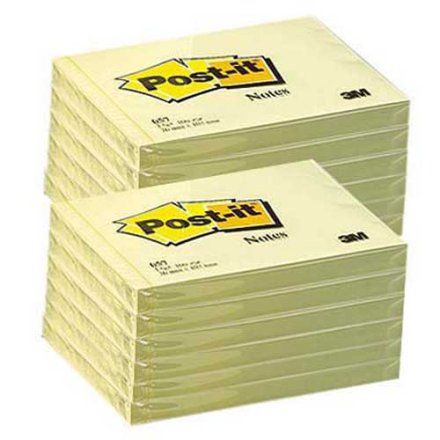 Haftnotizen 657 von Post-it, 12x 100 Blatt, 10,2 x 7,6 cm, gelb