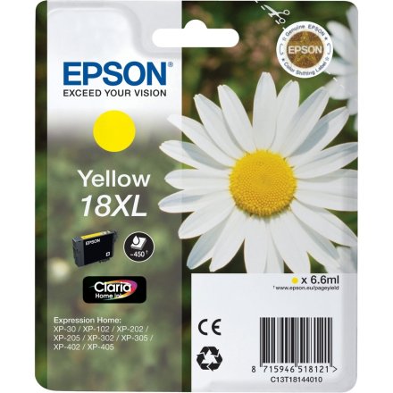 Original Epson C13T18144012 18 XL Tintenpatrone gelb High-Capacity (ca. 450 Seiten)