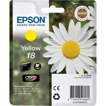 Original Epson C13T18044012 18 Tintenpatrone gelb (ca. 180 Seiten)