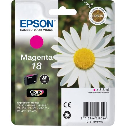 Original Epson C13T18034012 18 Tintenpatrone magenta (ca. 180 Seiten)