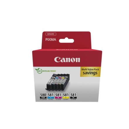 Original Canon PGI-580+CLI-581 2078C007 Tintenpatrone MultiPack 2x Bk + 1x C,M,Y