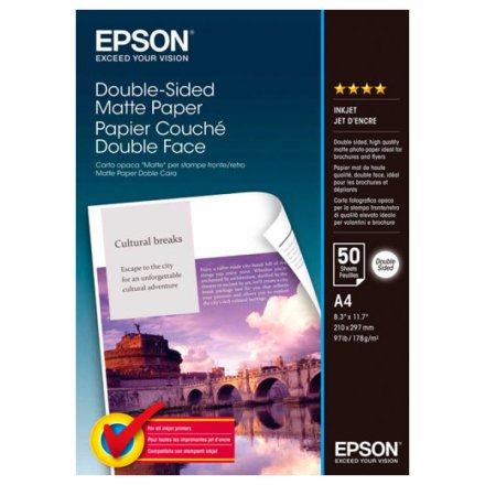 Fotopapier A4, 178 g/m², 50 Blatt, matt, beidseitig bedruckbar, Epson S041569