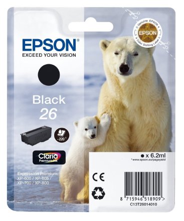 Original Epson C13T26014012 26 Tintenpatrone schwarz (ca. 220 Seiten)