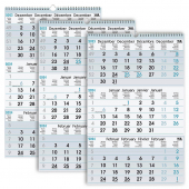  3 3-Monats-Wandkalender 2024, blau/schwarz 