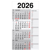  3 4-Monats-Wandkalender Memo-Planer 2026, weiß/grau 
