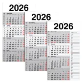  3 4-Monats-Wandkalender Memo-Planer 2026, weiß/grau 