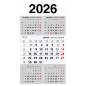  3 5-Monats-Wandkalender 2026, weiß/grau 
