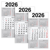  3 5-Monats-Wandkalender 2026, weiß/grau 