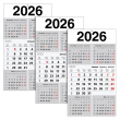  3 5-Monats-Wandkalender 2026, weiß/grau 