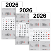  3 5-Monats-Wandkalender 2026, weiß/grau 