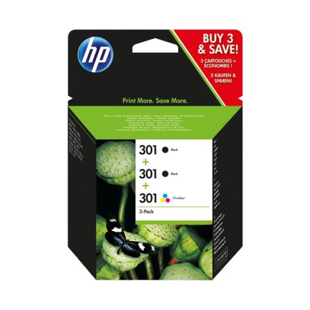 Original HP 301, E5Y87EE Tintenpatrone Multipack 2x schwarz +1x color