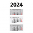  3-Monats-Wandkalender 2024, weiß/grau 