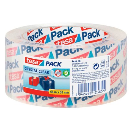 Packband tesapack CRYSTAL CLEAR von tesa, 5,0 cm x 66,0 m, PP, transparent, 1 Rolle