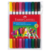  10 Filzstifte von FABER-CASTELL, Fein- und Flächenspitze, farbsortiert 