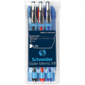  3 Kugelschreiber Slider Memo von Schneider, farbsortiert 