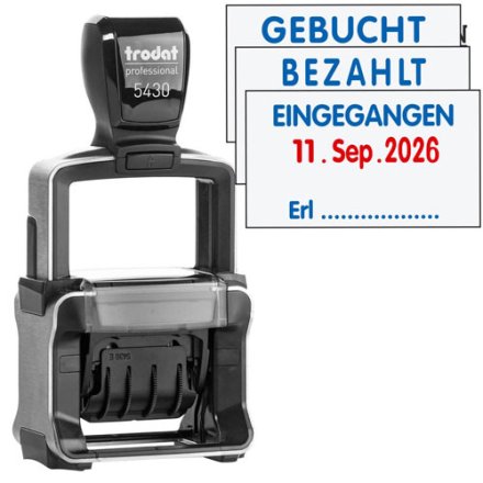 Datumstempel mit Text 5430/L PROFESSIONAL von trodat, blau/rot