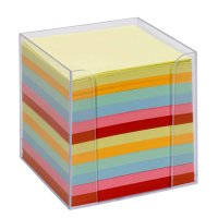 Zettelbox von folia, transparent inkl. 700 lose Notizzettel farbig sortiert