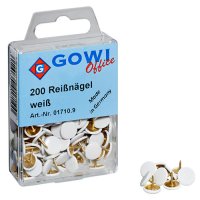 200 Reißnägel von Gowi, weiß