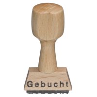 Textstempel "Gebucht" von wolk AG, 3,3 x 0,7 cm, Holz