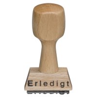 Textstempel "Erledigt" von wolk AG, 3,3 x 0,7 cm, Holz
