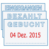  Datums- und Textstempel -Gebucht- printy dater 4750/L von Trodat, blau/rot 