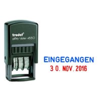 Datumstempel mit Text "Eingegangen" printy-dater 4850/L1 von trodat, blau/rot