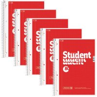 5 Stück BRUNNEN Collegeblöcke Student DIN A4 kariert, Innenrand