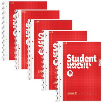 5 Stück BRUNNEN Collegeblöcke Student DIN A4 kariert, Innenrand