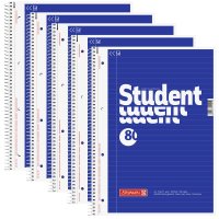 5 Stück BRUNNEN Collegeblöcke Student DIN A4 liniert, Innenrand
