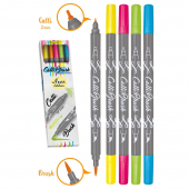  5 ONLINE Calli.Brush Double Neon Brush-Pens, farbsortiert neon 