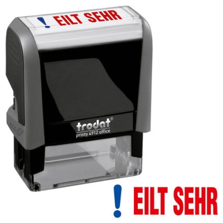 Textstempel "Eilt sehr" printy 4912 office von trodat, blau/rot