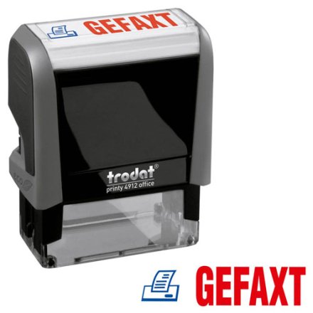 Textstempel "Gefaxt" printy 4912 office von trodat, blau/rot