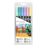6 Tombow ABT Dual Brush-Pens, farbsortiert - Pastellfarben