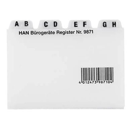 Karteikartenregister A-Z von HAN, DIN A7 quer, transparent