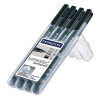  4 Folienstifte Lumocolor von STAEDTLER, 0,6 mm, wasserfest, schwarz 