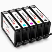 5 Druckerpatronen Basic kompatibel ersetzt Canon PGI-520PGBK und CLI-521 Serie (Multipack) 