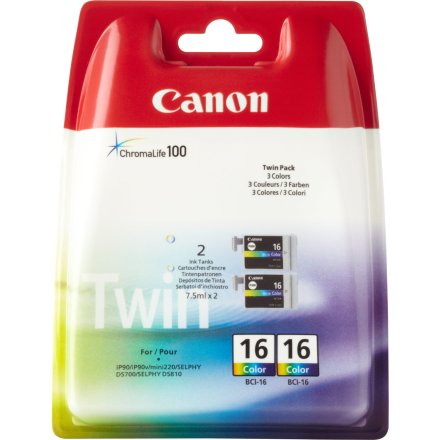Original Canon BCI-16cl 9818A002 Tintenpatrone color Doppelpack (ca. 100 Seiten)