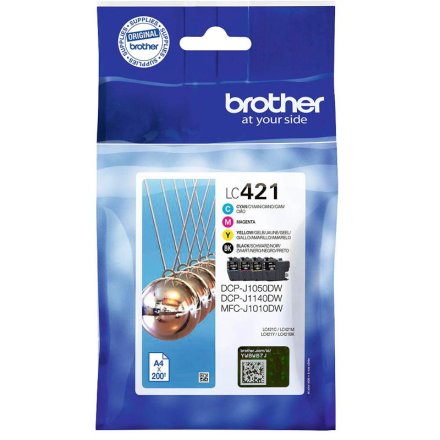 Original Brother LC-421 LC421VAL Tintenpatrone MultiPack Bk,C,M,Y (ca. 200 Seiten)
