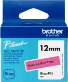  Original Brother Btag-P31 Btag-P31 DirectLabel-Etiketten schwarz auf rosa 