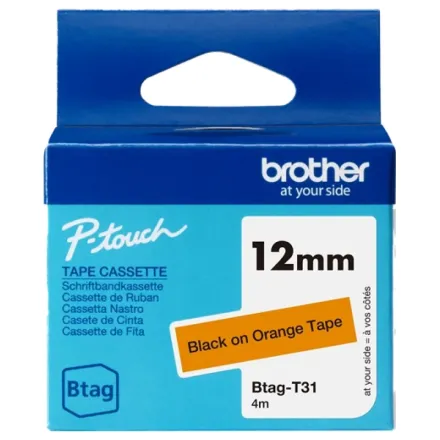 Original Brother Btag-T31 DirectLabel-Etiketten schwarz auf orange