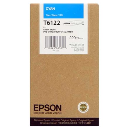 Original Epson C13T612200 T6122 Tintenpatrone cyan (ca. 220 ml)