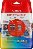  Original Canon CLI-526 4540 B 017 Tintenpatrone MultiPack Bk,C,M,Y + Fotopapier 10x15cm 50 Blatt (ca. 450 Seiten) 