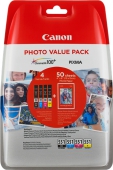  Original Canon CLI-551 Photo 6508B005 Tintenpatrone MultiPack Bk,C,M,Y + Fotopapier 10x15cm 50 Blatt (ca. 7 ml) 