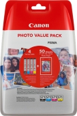  Original Canon CLI-571 Photo Value Pack 0386C006 Tintenpatrone MultiPack Bk,C,M,Y + Fotopapier 10x15cm 50 Blatt (ca. 7 ml) 