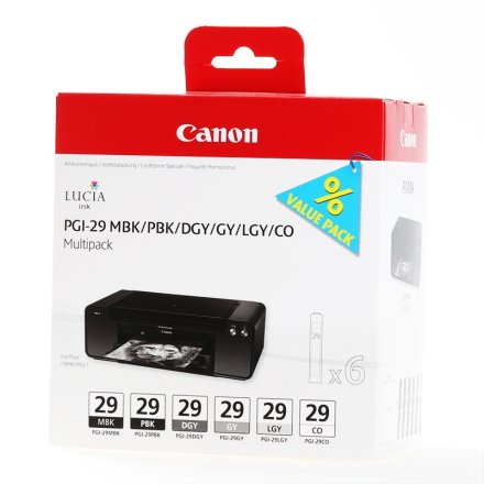 Original Canon PGI-29 4868 B 018 Tintenpatrone MultiPack MBK,PBK,DGY,GY,LGY,CO