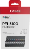  Original Canon PFI-5100 10 Tintentanks 6951C009 Tintenpatrone MultiPack MBK,PBK,C,M,Y,PC,PM,R,GY,CO 