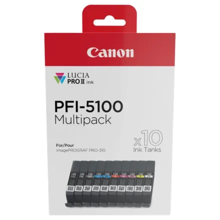 Original Canon PFI-5100 10 Tintentanks 6951C009 Tintenpatrone MultiPack MBK,PBK,C,M,Y,PC,PM,R,GY,CO