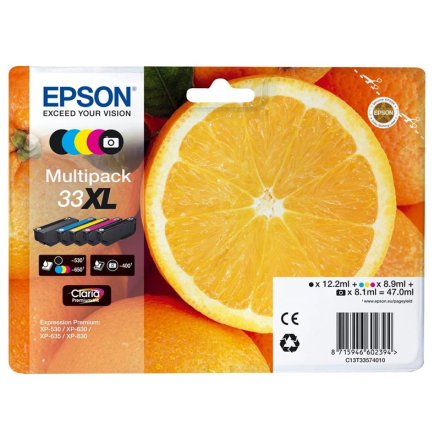 Original Epson 33XL C 13 T 33574010 Tintenpatrone MultiPack High-Capacity Bk,C,M,Y,PBK